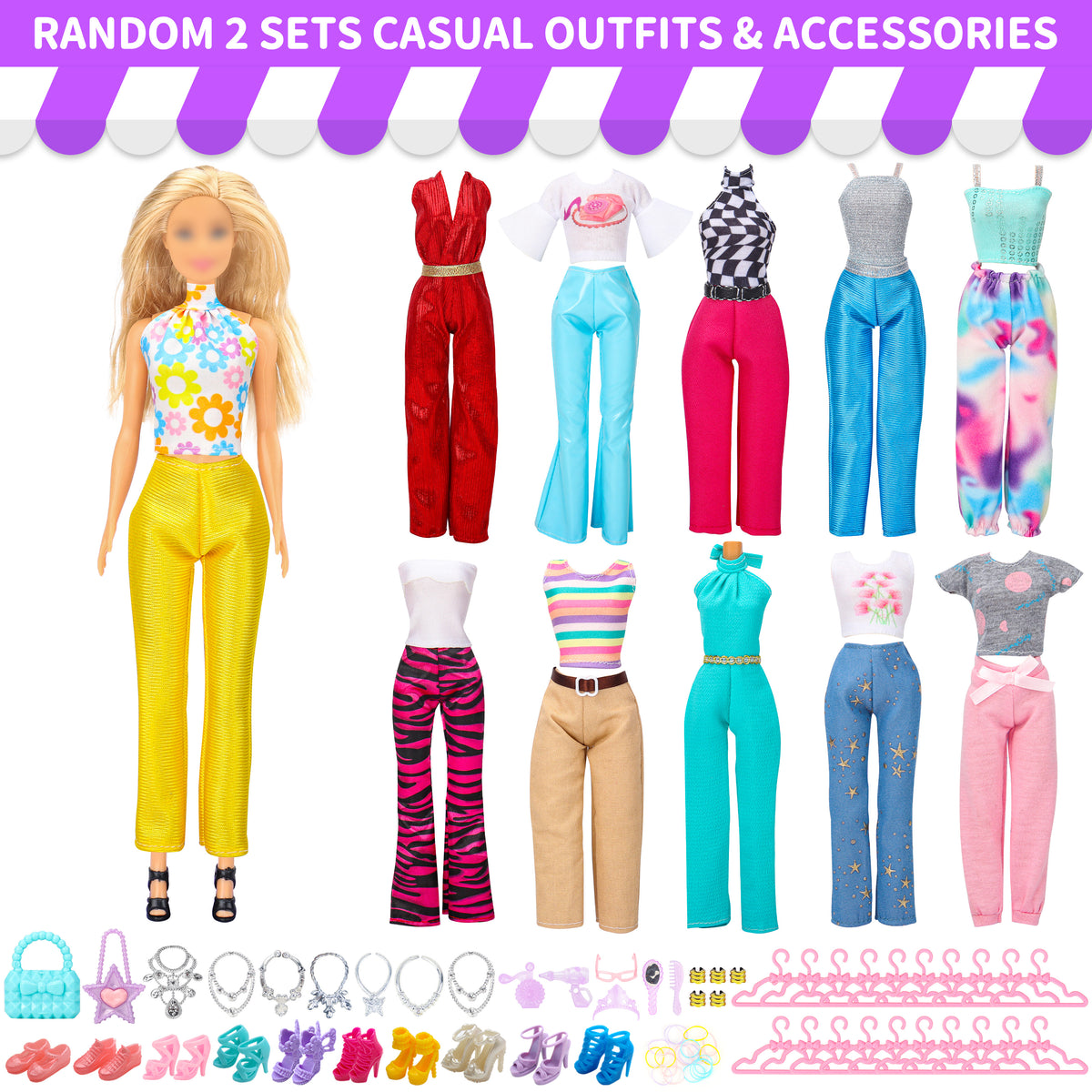Style Shine 90 PCS Doll Clothes and Accessories Set Toys for 11.5 inch Doll